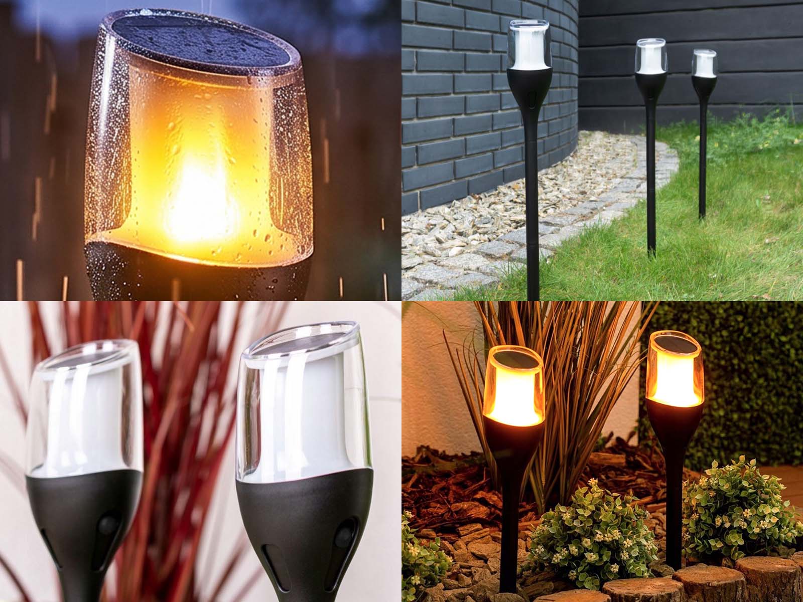 Wizualizacja 4x Słupek ogrodowy solarny LED płomień SSO-1 1600K